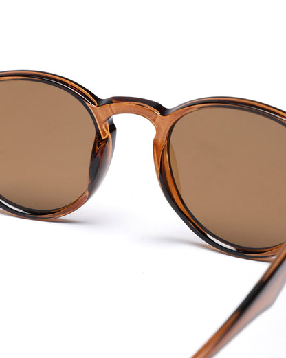 Unisex Brown Toned Brown UV Protected Lens Oval Sunglasses