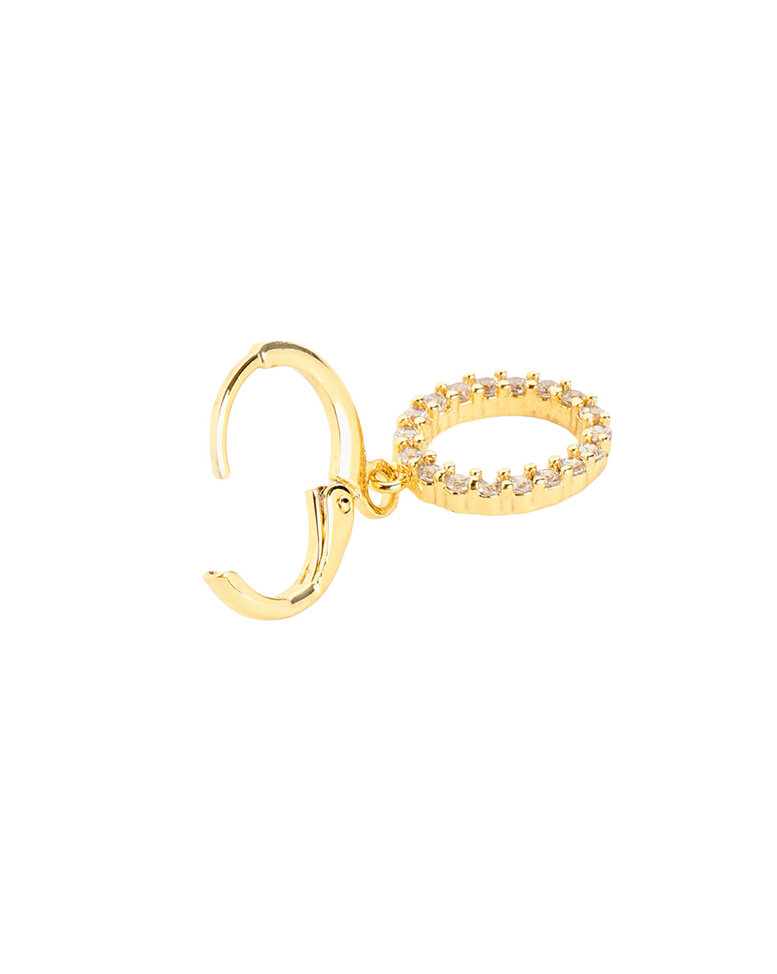 Gold Plated Contemporary Geometric CZ Hoop Earrings
