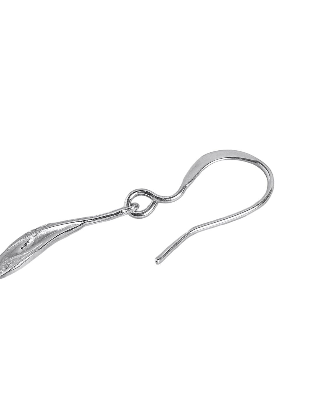 925 Sterling Silver Rhodium Plated CZ Contemporary Drop Earring