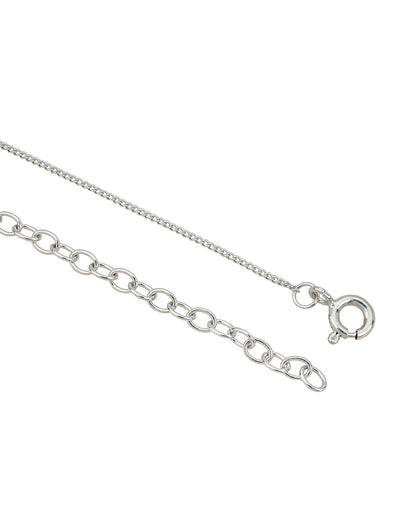 Rhodium Plated Solitaire Heart Pendant and Chain