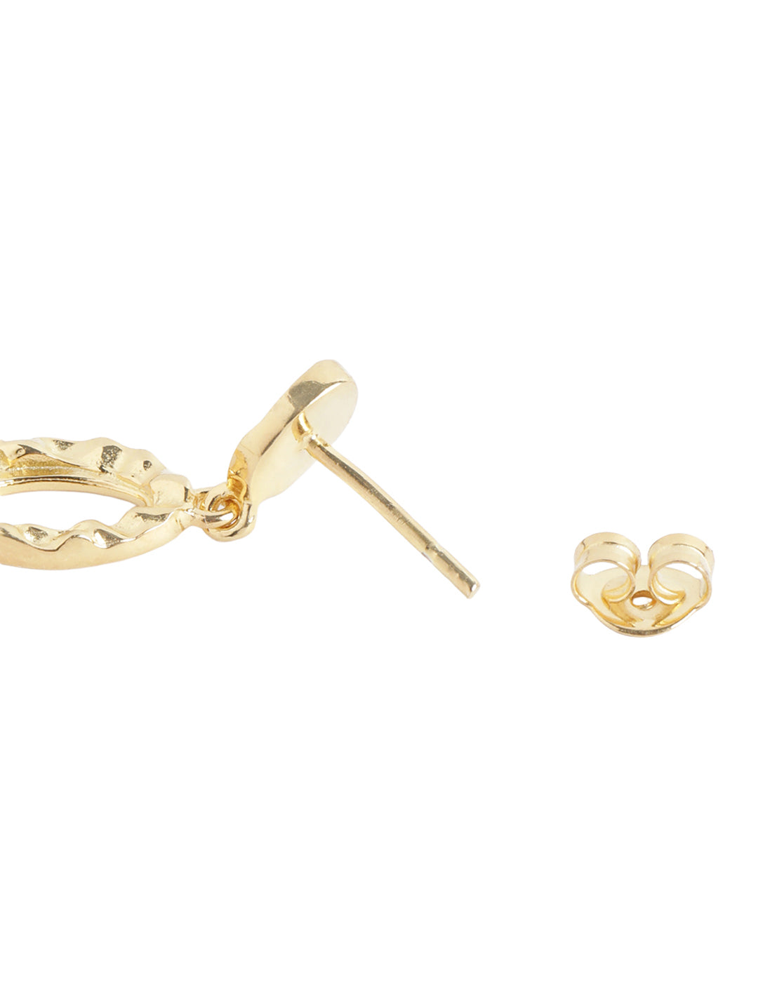 18KT Gold Plated Sculptured Oval Drop Earrings