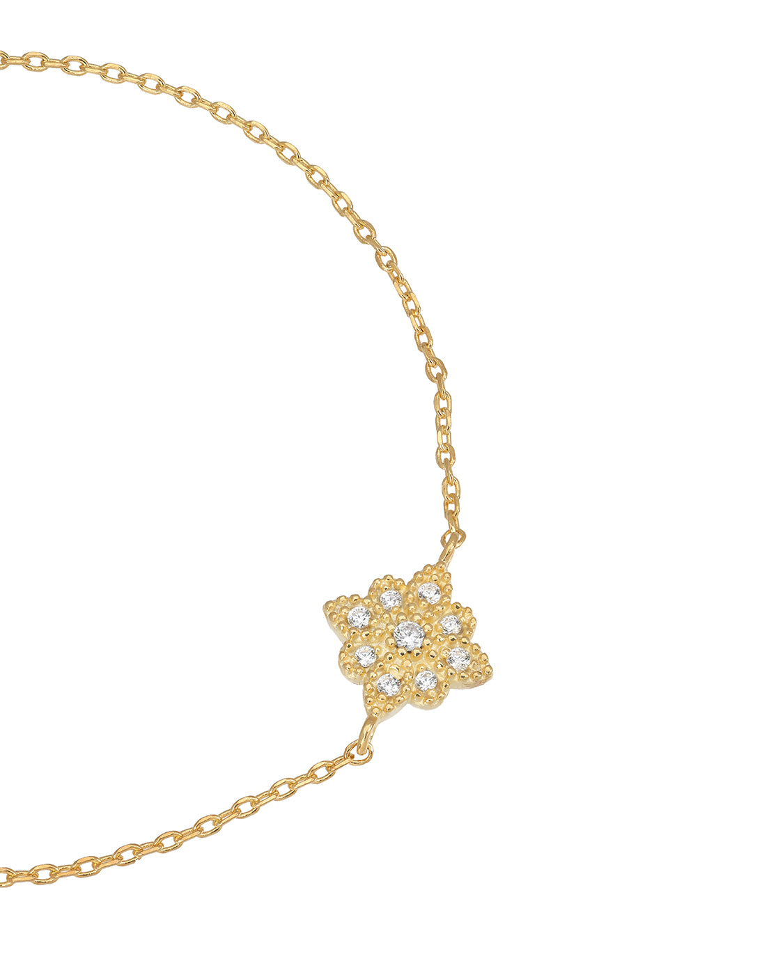 18kt Gold Plated CZ Floral Charm Adjustable Bracelet