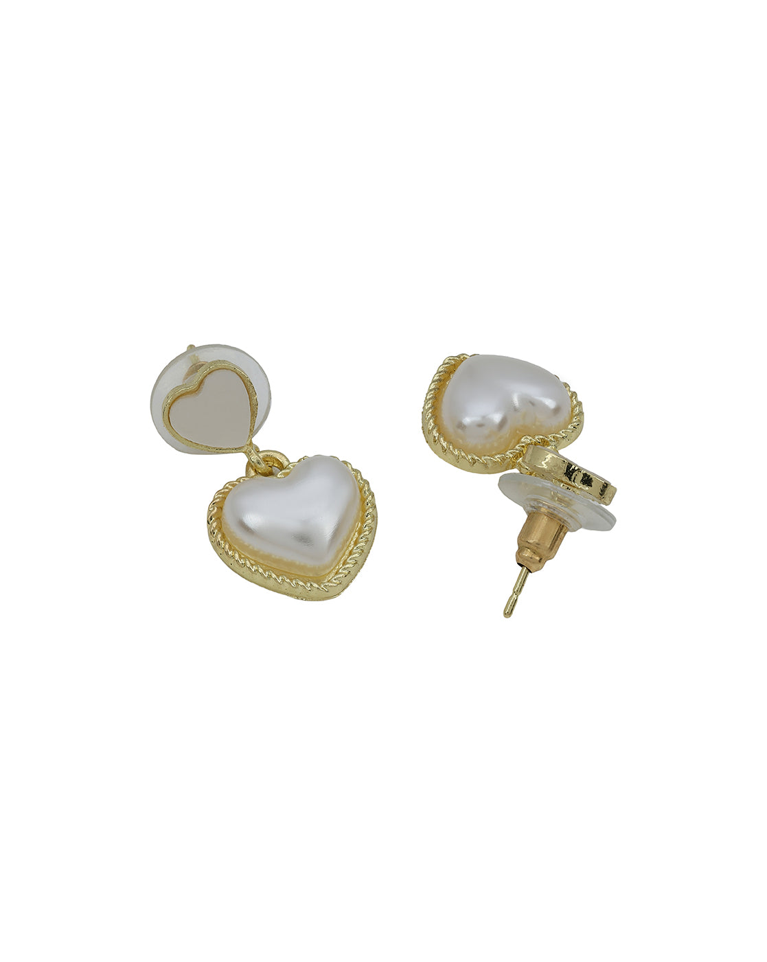 Gold Plated Pearl and MOP Heart Drop Earring