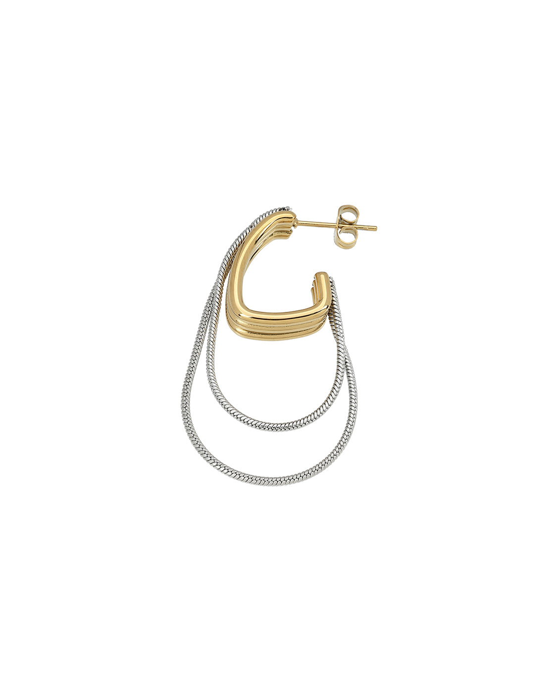 Gold &amp; Silver Plated Fancy Bold Multi Loop Chain Half Hoop Earring