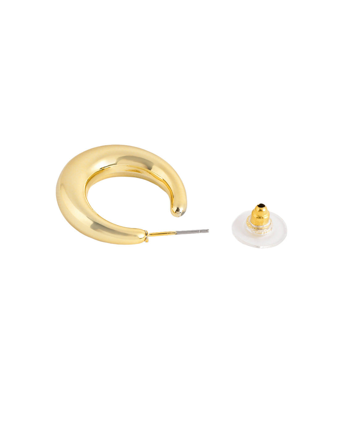 Gold Plated Sculptured Half Hoop Earring