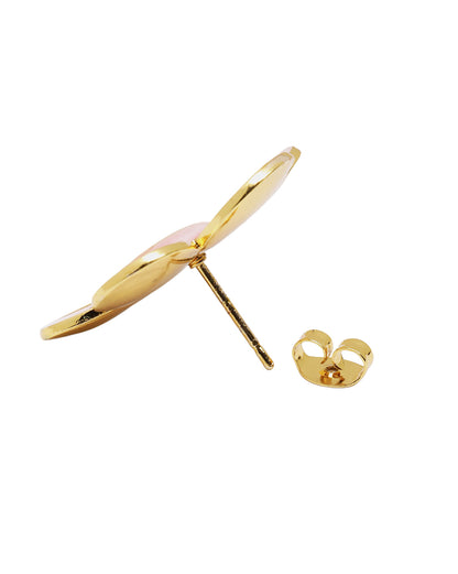Gold Plated Swirl Enamel Blossom Flower Stud Earring