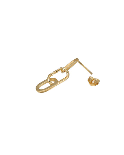 18kt Gold Plated Triple Link Interlocking Drop Earring