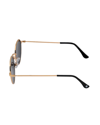 Women Gold and Black Toned Black UV Protected Lens Rectangle Sunglasses