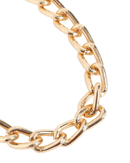 Men Gold Plated Large Cuban Link Toggle Bracelet