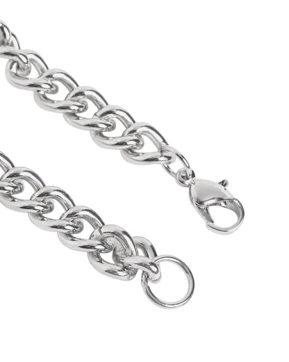 Men Silver Plated Cuban Link Chain Necklace