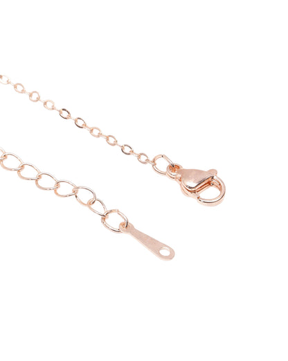Rose Gold Plated CZ Studded Heart Pendant and Chain