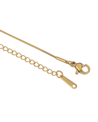 Gold Plated Emerald Green Studded Teardrop Pendant and Snake Chain