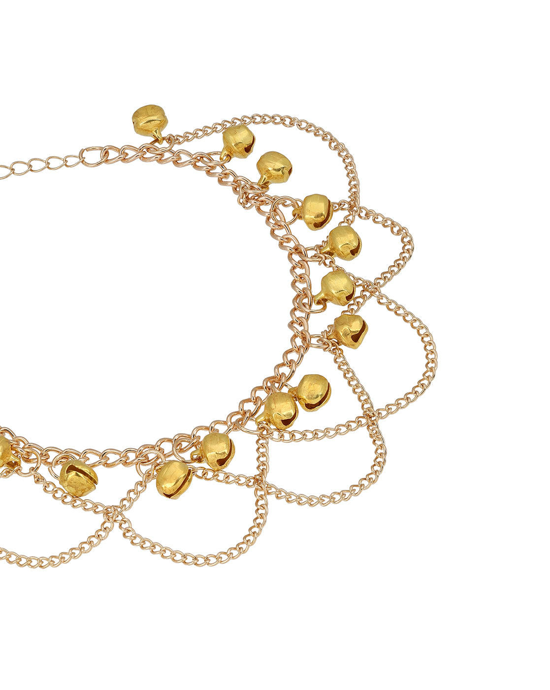 Gold Plated Dainty Layered Chain Anklet with Bells