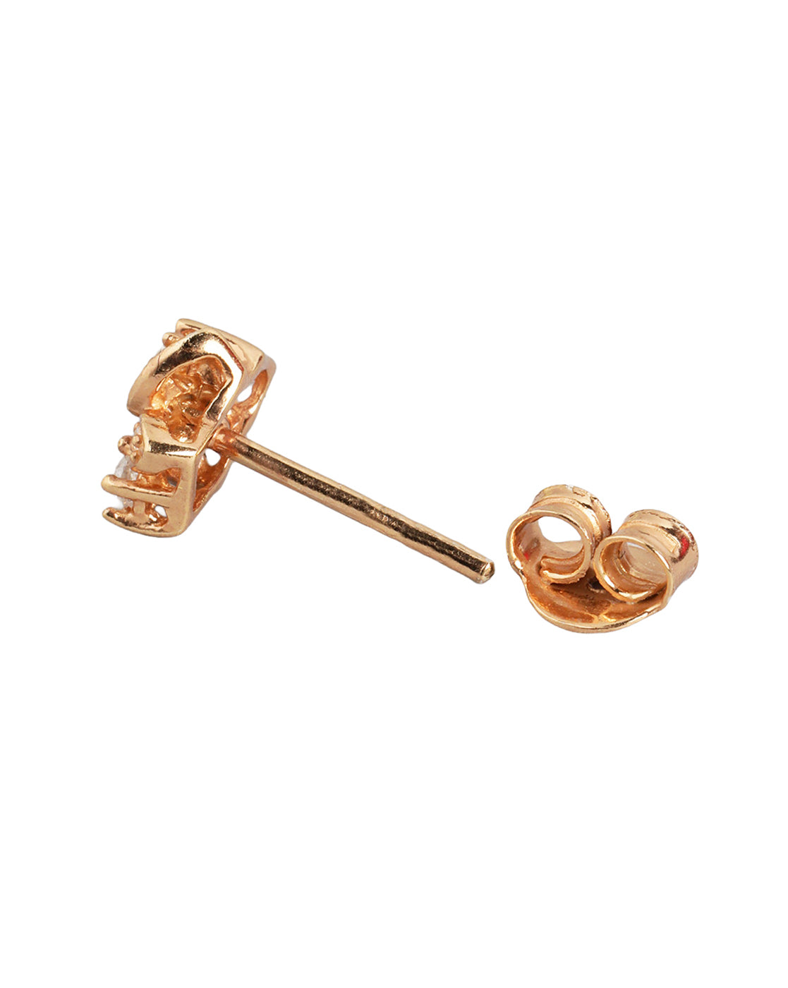 925 Sterling Silver 18kt Rose Gold Plated CZ Floral Mini Stud Earring