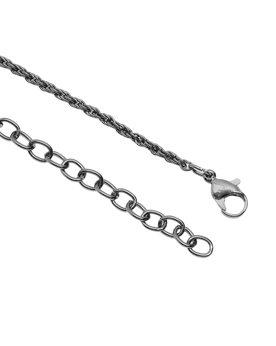 Men Black Asymmetric Organic Loop Pendant and Matching Dark Chain