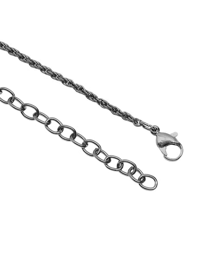 Men Black Asymmetric Organic Loop Pendant and Matching Dark Chain