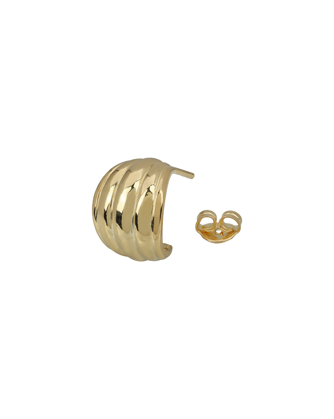 18Kt Gold-Plated Curved Textured Half Hoop Earrings