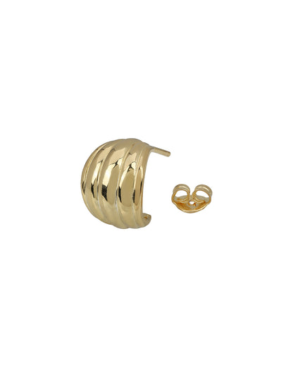 18Kt Gold-Plated Curved Textured Half Hoop Earrings