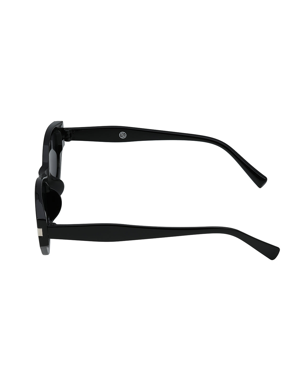 Women Black &amp; Silver Toned UV Protected Black Lens Oval Sunglasses