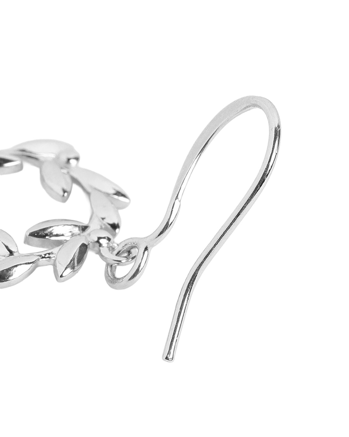 Rhodium Plated Elegant Floral Wreath Drop Earring