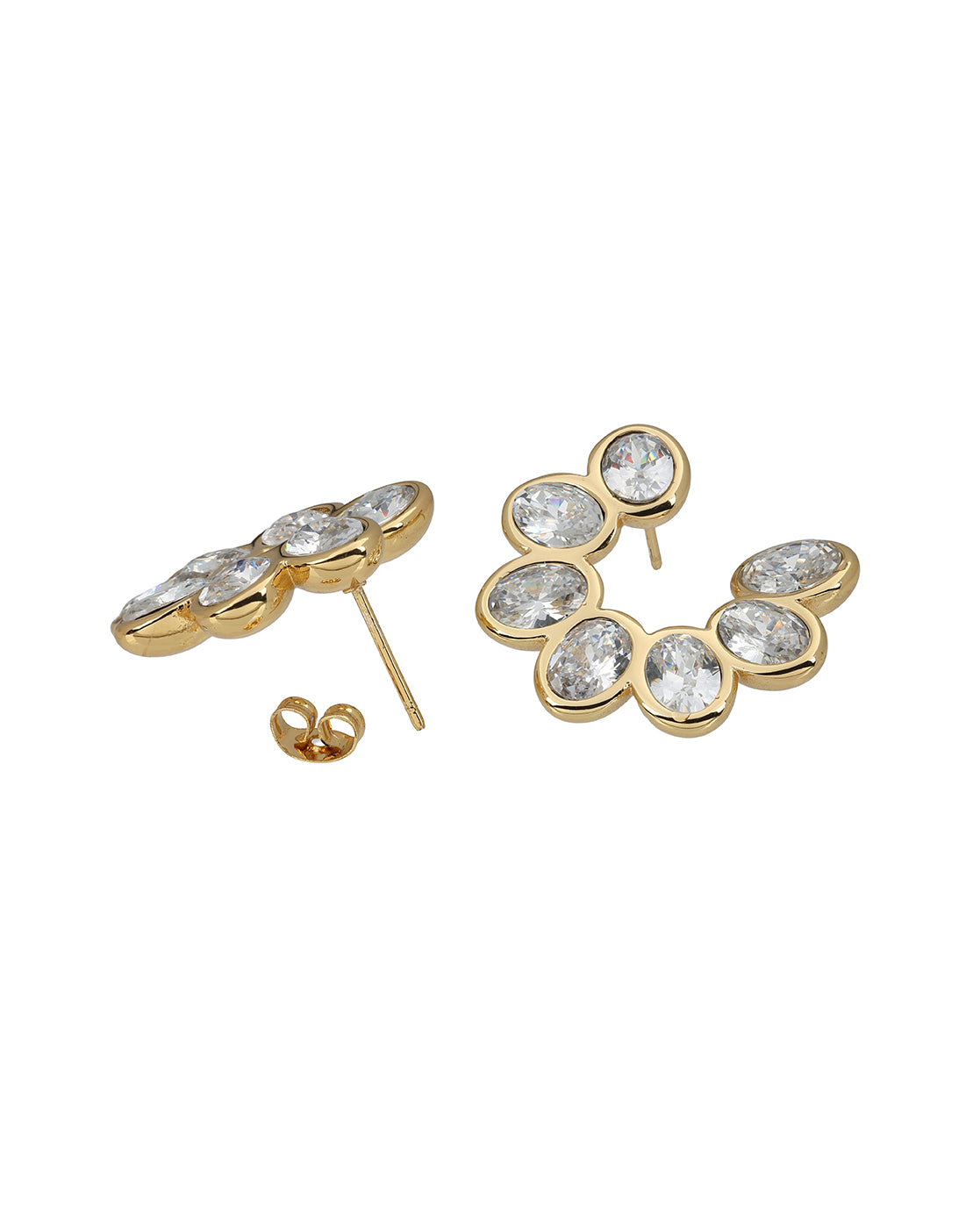 Gold Plated Contemporary Cluster Bold CZ Stud