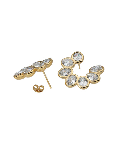 Gold Plated Contemporary Cluster Bold CZ Stud