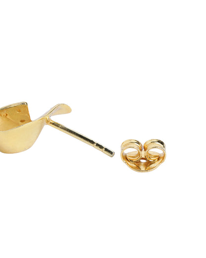925 Sterling Silver 18kt Gold Plated Contemporary Petite Stud Earring