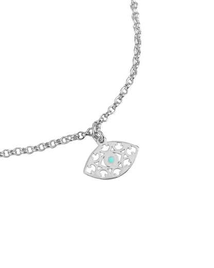 925 Sterling Silver Rhodium-Plated Enameled Evil Eye Charm Bracelet