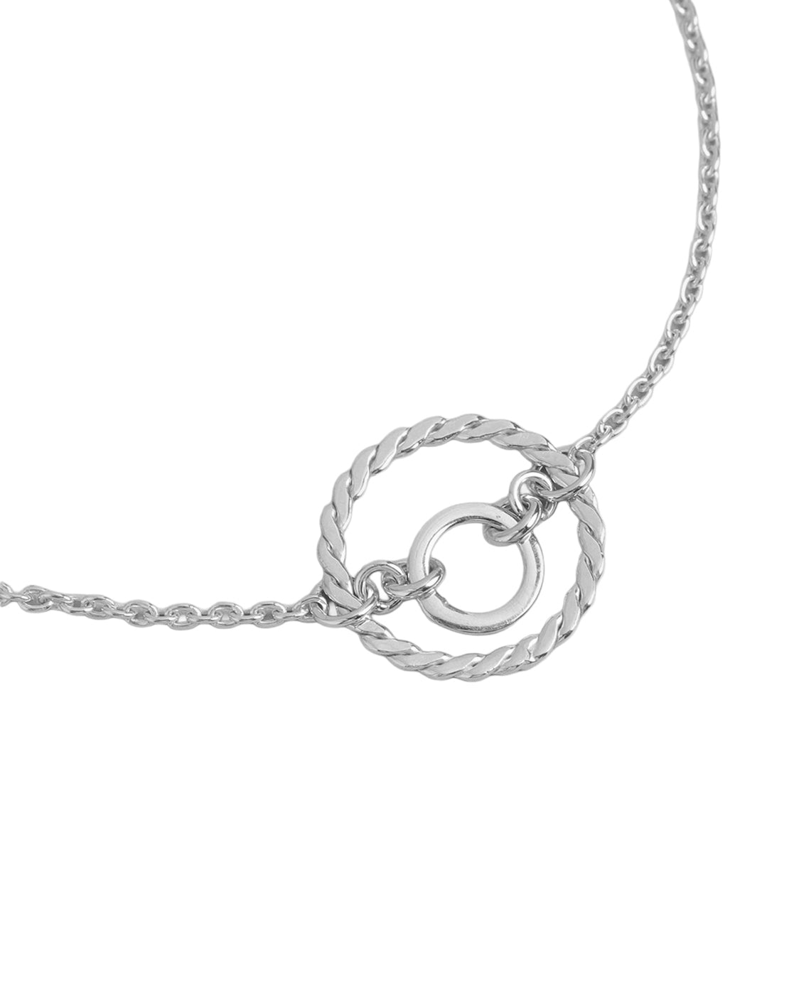 925 Sterling Silver Rhodium-Plated Circular Charm Bracelet