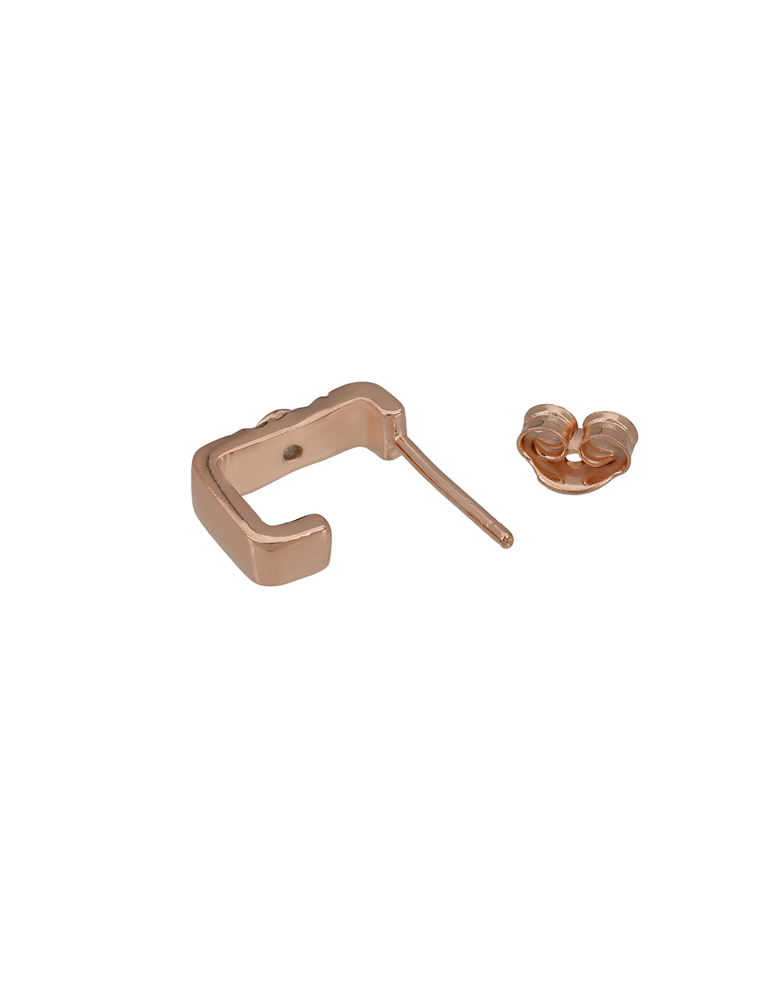18kt Rose Gold Plated Solitaire Half Hoop Earring