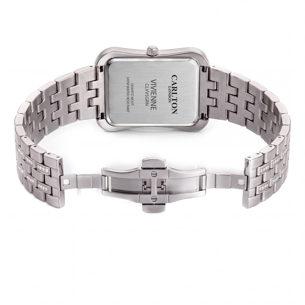 Carlton London Vivienne Women’s Watch - Olive Green Rectangle Dial, Silver Stainless Steel Strap - CLVVSGRN