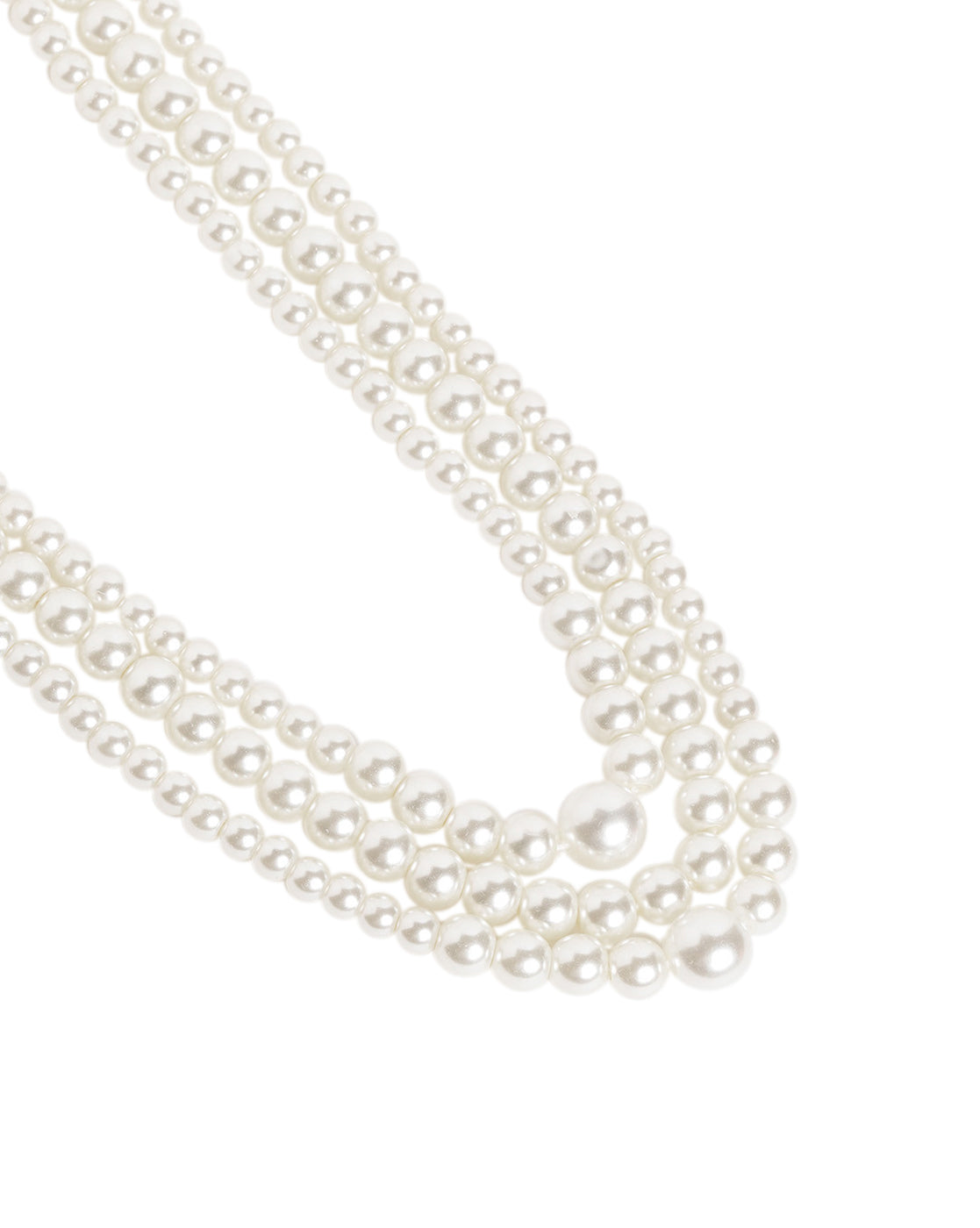 Gold Plated Triple Strand Graduation Pearl Necklace with Earring Set