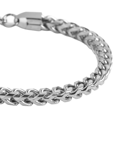 Men Silver Plated Chain Link Curb Bracelet