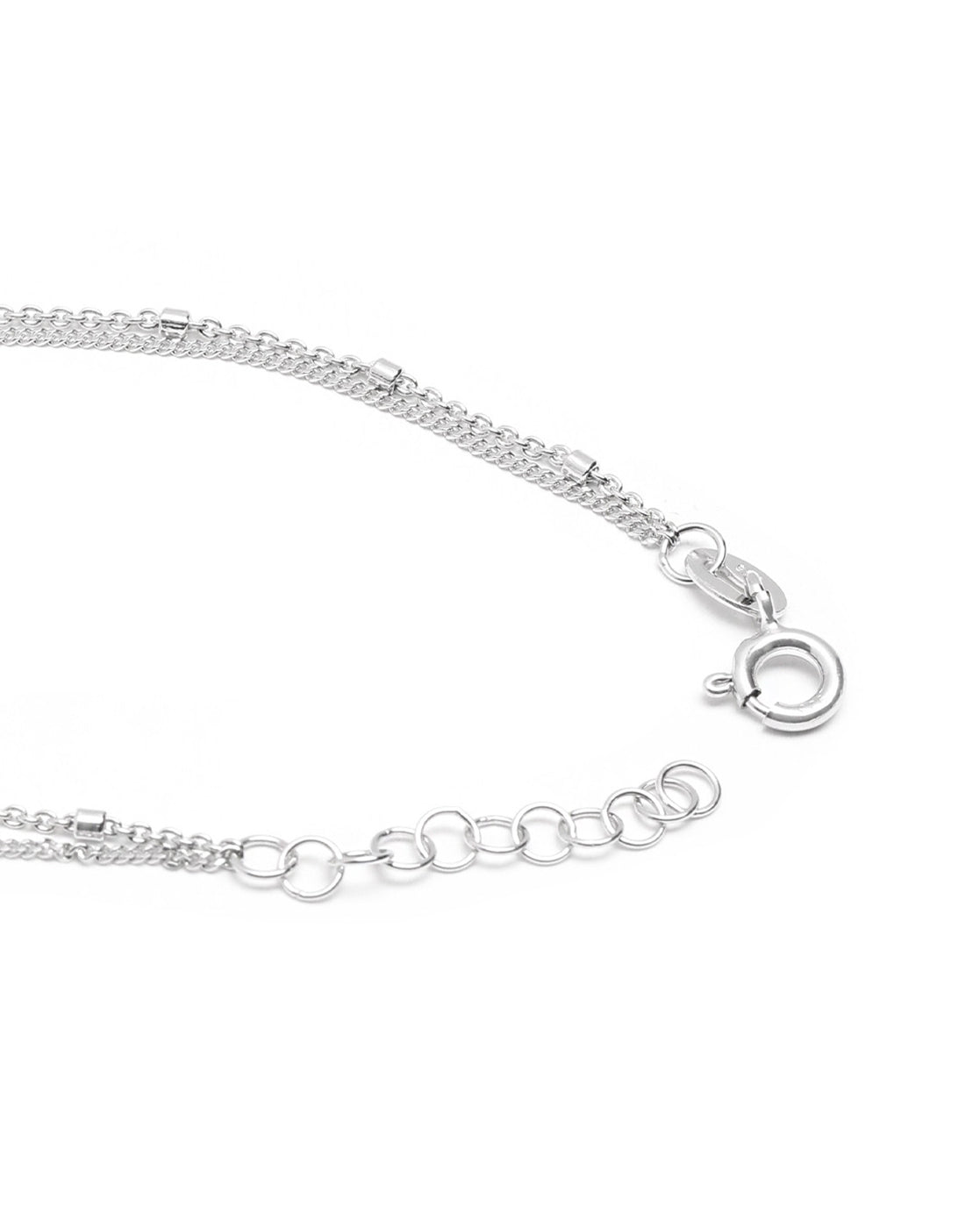 925 Sterling Silver Rhodium Plated Double Layered Floral Charm Bracelet