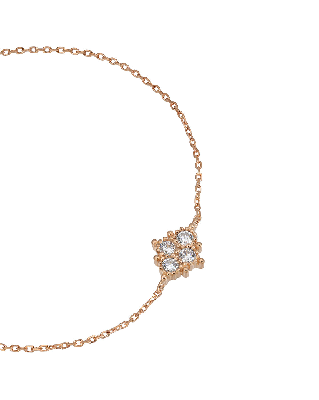 18kt Rose Gold Plated CZ Studded Charm Adjustable Bracelet