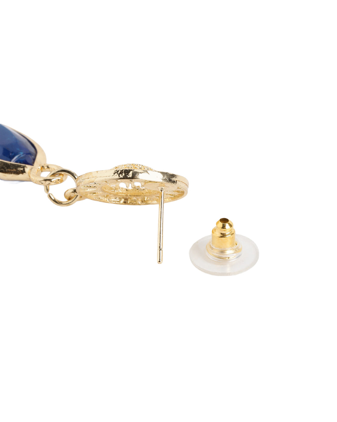 Gold Plated Radiant Blue Crystal Oval Drop Earrings