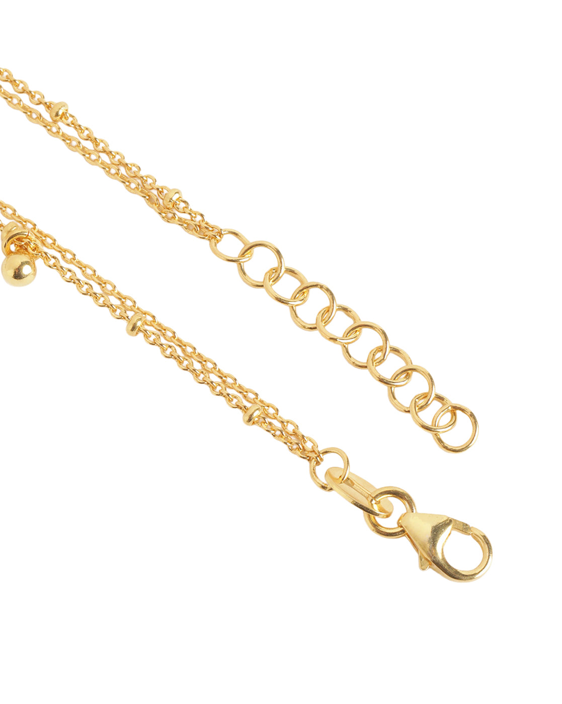 Gold-Toned Delicate Double Chain Charm Adjustable Anklet