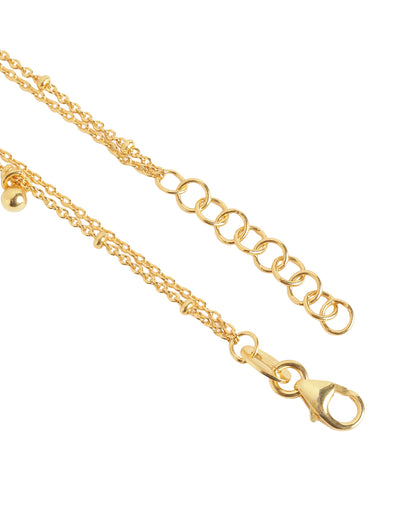 Gold-Toned Delicate Double Chain Charm Adjustable Anklet