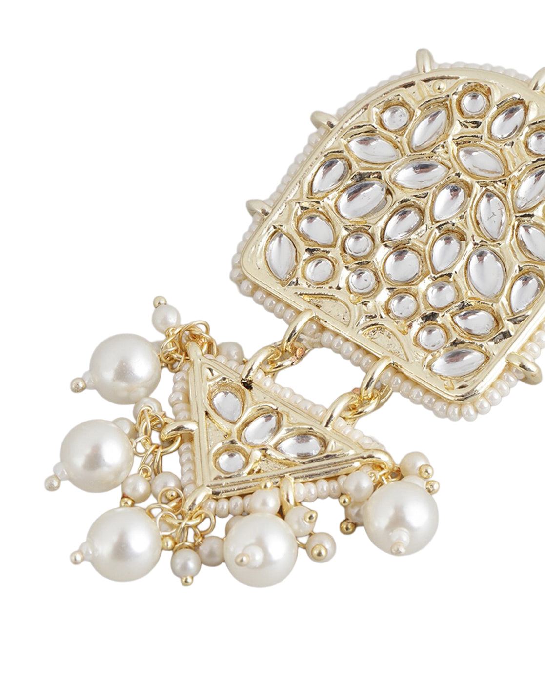 Gold-Plated Kundan Pearl Choker, Earrings &amp; Maang Tika Set