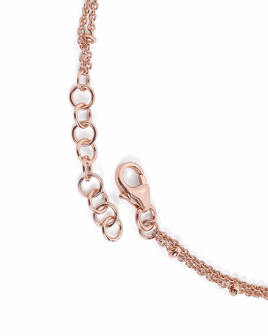 18kt Rose Gold Plated CZ Angel Wing Charm Layered Anklet
