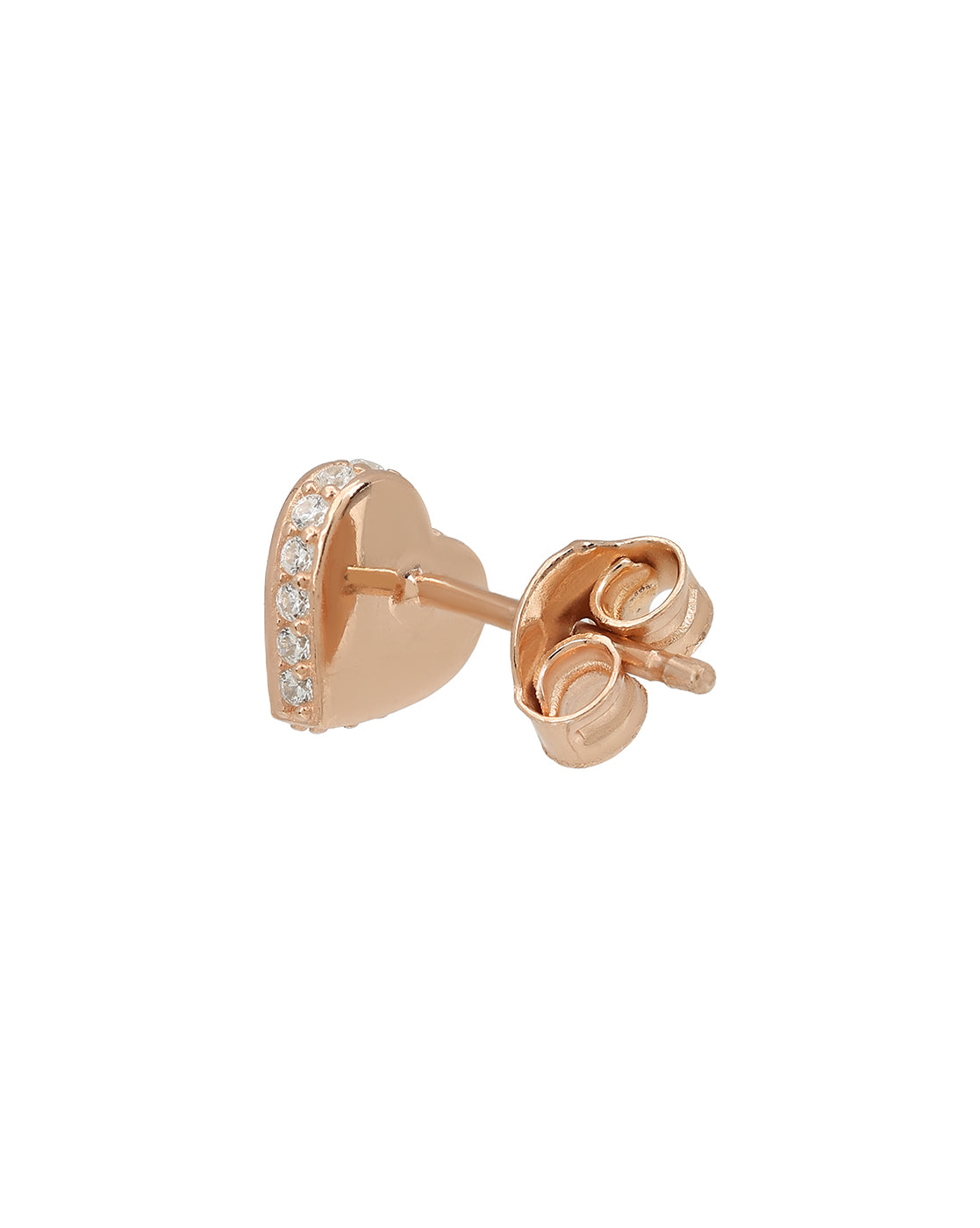 925 Sterling Silver with 18kt Rose Gold Plated CZ Petite Heart Stud Earring