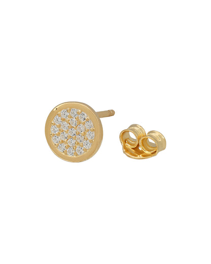 925 Sterling Silver with 18kt Gold Plated CZ Petite Circular Stud Earring