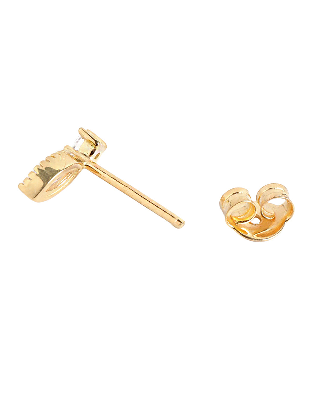 18kt Gold Plated Round and Marquise Solitaire Studded Delicate Stud Earring