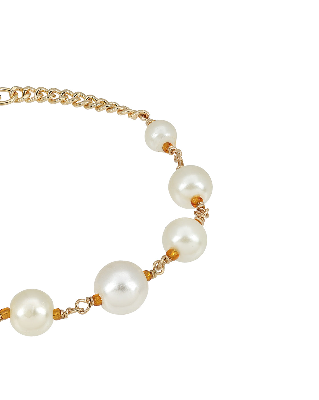 Gold Plated  Pearl Charm Adjustable Bracelet
