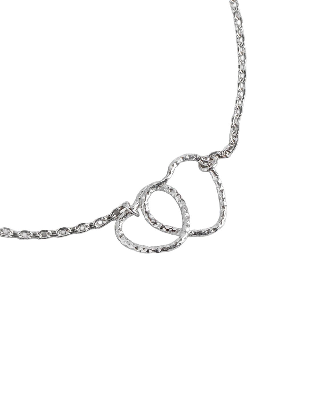 925 Sterling Silver Rhodium Plated Entangled Heart Charm Bracelet