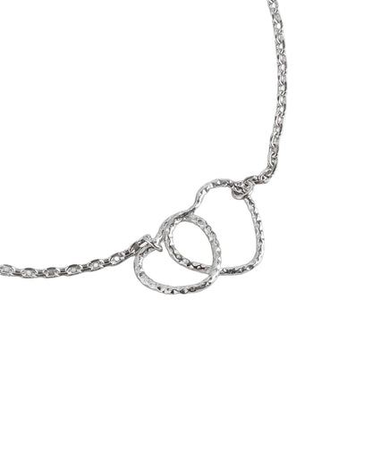 925 Sterling Silver Rhodium Plated Entangled Heart Charm Bracelet