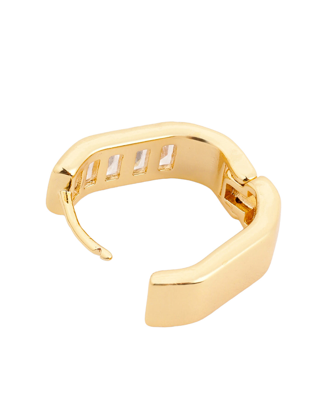 Gold Plated Petite Baguette CZ Hoop Earrings