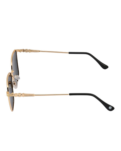 Women Gold and Black Toned Black Polarised Lens Rectangle Sunglasses