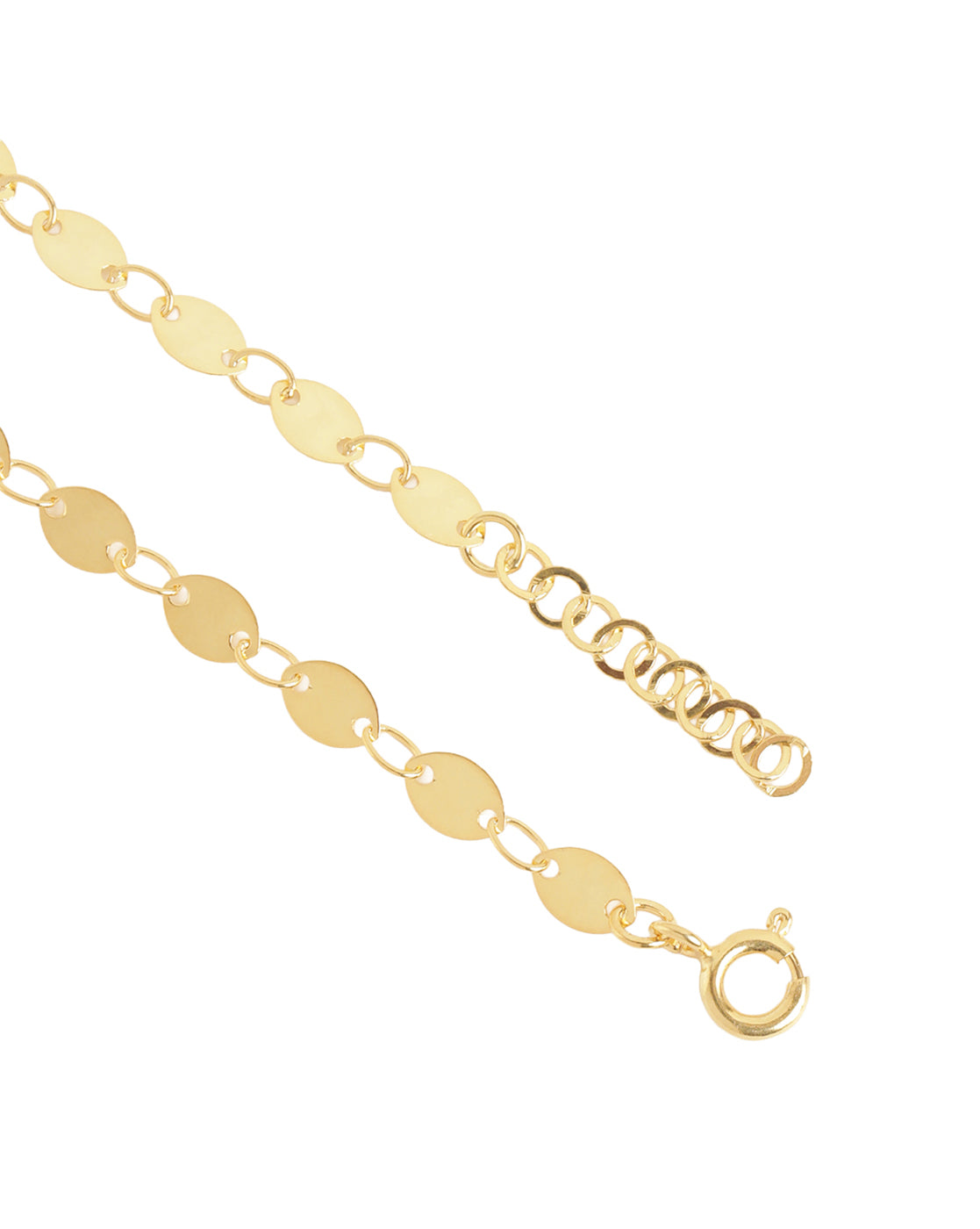 18kt Gold Plated Contemporary Oval Disc Charm Adjustable Bracelet