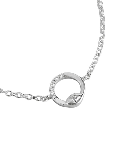 925 Sterling Silver Rhodium-Plated CZ Studded Evil Eye Charm Bracelet